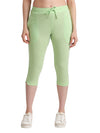 T.T. Women Regular Fit Poly Jersey Solid Capri -Green