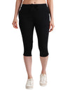 T.T. Women Regular Fit Poly Jersey Solid Capri -Black