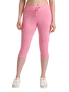 T.T. Women Regular Fit Poly Jersey Solid Capri -Pink