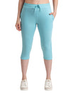 T.T. Women Regular Fit Poly Jersey Solid Capri -Turquoise