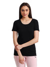 T.T. Women Slim Fit 100% Cotton Cool Round Neck Half Sleev Solid Tshirt  Black