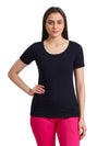 T.T. Women Slim Fit 100% Cotton Cool Round Neck Half Sleev Solid Tshirt  Navy