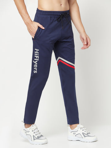 Hiflyers Mens Navy Regular Fit Cut & Sew Sports Trackpant( 4 Way Strachable)
