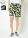T.T. Mens Cotton Blend Regular Fit  Printed Bermuda Shorts With Zipper Pack Of 2  Green-Yellow