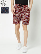 T.T. Men Cool Printed Bermuda Shorts With Zipper Pack Of 2  Maroon-Navy