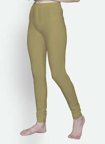 T.T. Women Solid Chudidar Cotton Lycra Cool Leggings -Beige