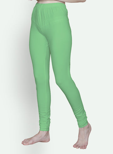 T.T. Women Solid Chudidar Cotton Lycra Cool Leggings -Pista Green