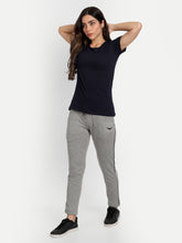 HiFlyers Women Comfort Fit Grey Melange Solid Cotton Track Pants