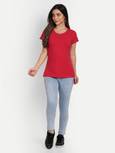 T.T. Women Red Solid Round Neck T-shirt