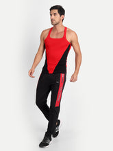 HiFlyers Men Black & Red Colourblocked Track Pants