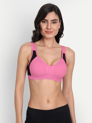 T.T. Women Pink Cut N Sew Solid Sports Bra