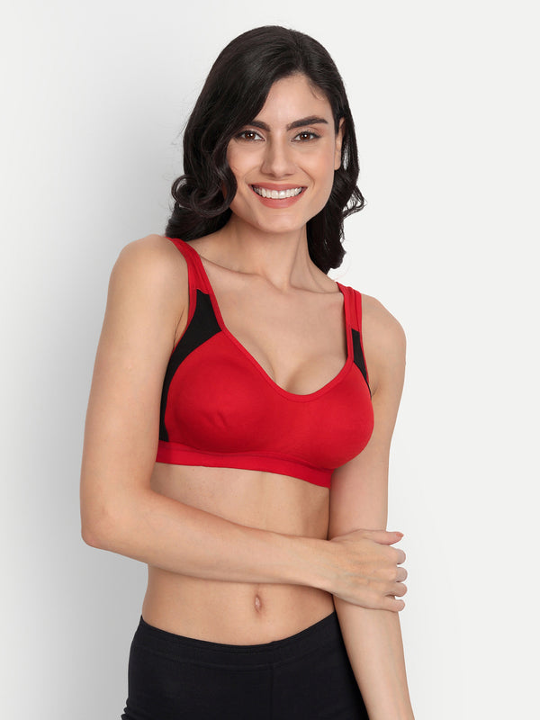 T.T. Women Red Cut N Sew Solid Sports Bra