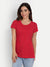 T.T. Women Red Solid Round Neck T-shirt