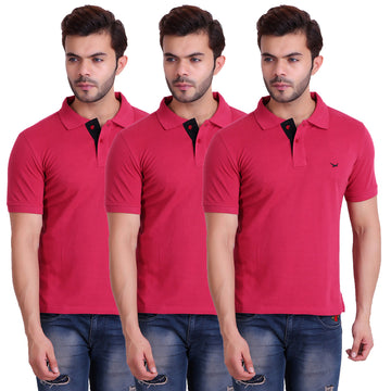 HiFlyers Men T-Shirts Polo Fuschia Pack Of 3