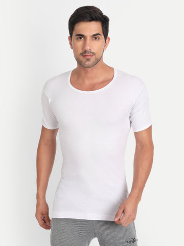 T.T. Men Interlock Half Sleeve White Pure Cotton Vest