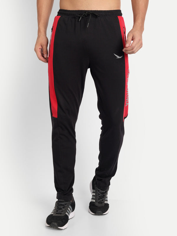 HiFlyers Men Black & Red Colourblocked Track Pants