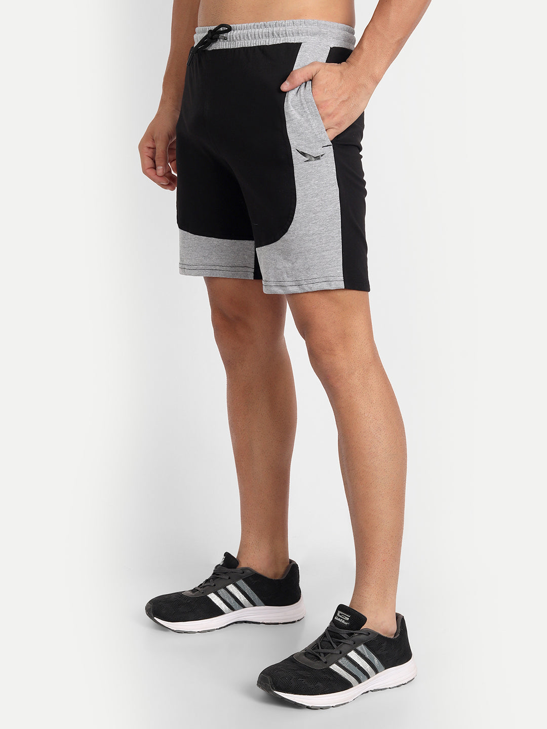 HiFlyers Men Black-Grey Knitted Sports Shorts
