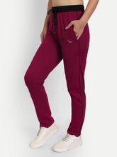 HiFlyers Women Comfort Fit Maroon Solid Cotton Track Pants