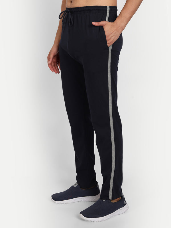 T.T. Cool Men Navy Side Striped Detail Cotton Track Pants