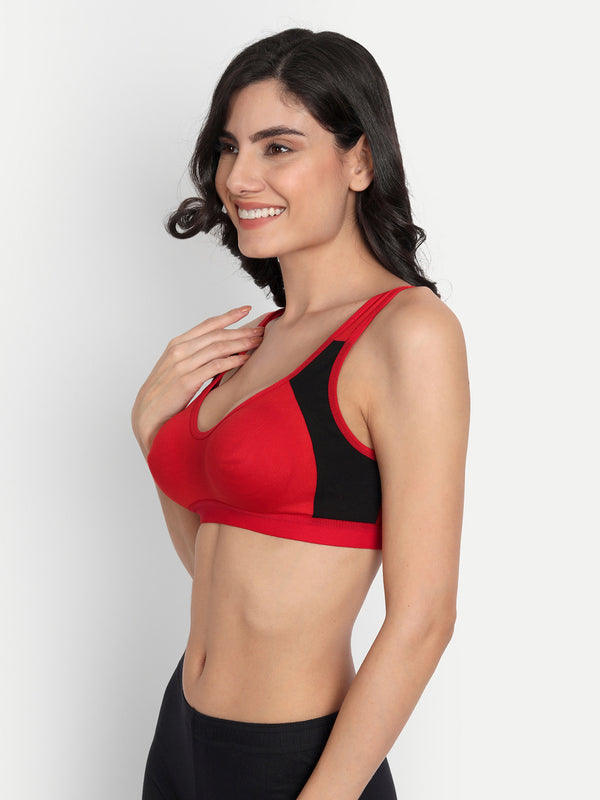 T.T. Women Red Cut N Sew Solid Sports Bra