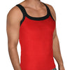 T.T. Men Pack of 2 Solid Gym Vests Red::Black