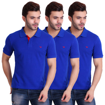 HiFlyers Men T-Shirts Polo Blue Pack Of 3