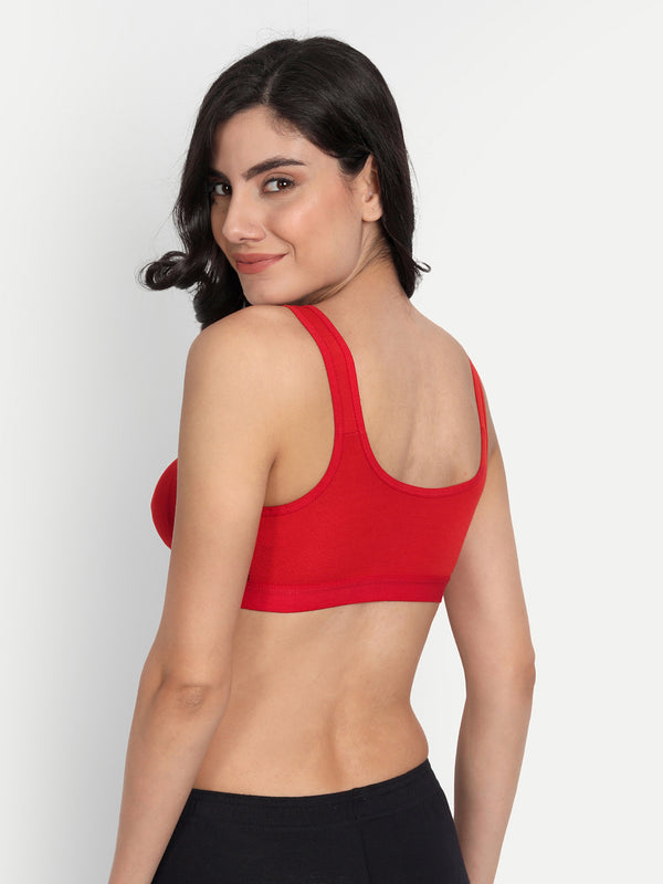 T.T. Women Red Cut N Sew Solid Sports Bra