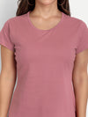 T.T. Women Pink Solid Round Neck Pure Cotton T-shirt