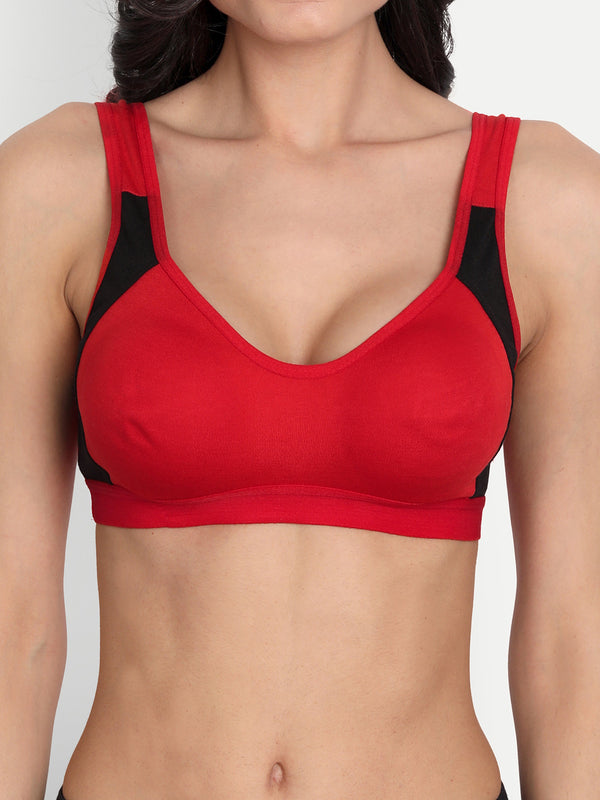 T.T. Women Red Cut N Sew Solid Sports Bra