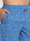 HiFlyers  Steel Blue Printed Pure Cotton Boxer Shorts