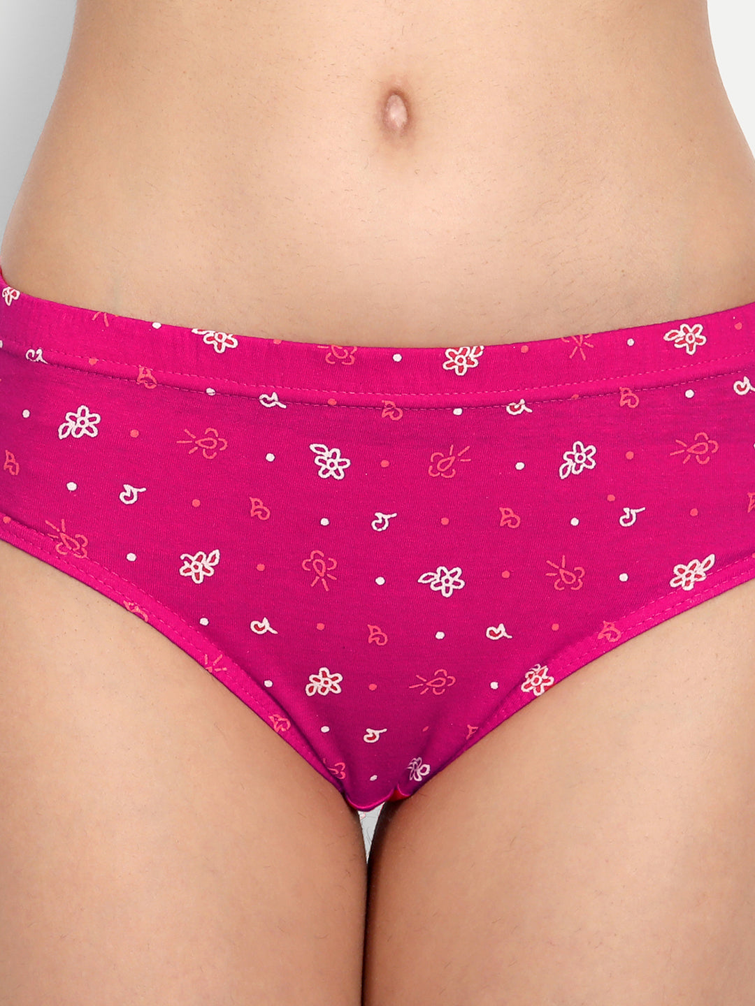 Low rise printed panty with outer elastic waistband - Pack of 3