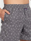HiFlyers Grey Printed Pure Cotton Boxer Shorts