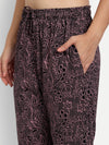 HiFlyers Women Comfort Fit Black & Floral Pink Printed Cotton Pyjama