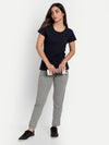 HiFlyers Women Comfort Fit Grey Melange Solid Cotton Track Pants