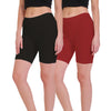 T.T. Pearl Women 100% Cotton Multipurpose Shorts Pack Of 2 Black & Maroon
