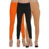 Women Brown-Black-Orange Churidar Leggings