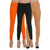 Women Brown-Black-Orange Churidar Leggings