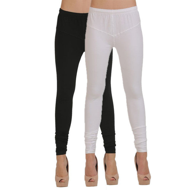 Buy Women White-Black Slim Churidar Leggings (Pack of 2): TT Bazaar