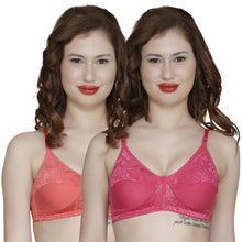 T.T. Women Platting Hos With Spandex Net Bra Pack Of 2 Orange-Pink