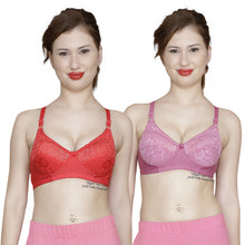 T.T. Women Platting Hos With Spandex Net Bra Pack Of 2 Red-Pink