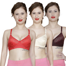 T.T. Women Platting Hos With Spandex Net Bra Pack Of 3 Red-Skin-Brown