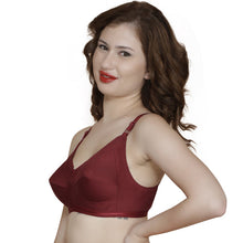 T.T. Women Cotton With Spandex Elastic Bra Pack Of 3 Maroon-Pink-Skin