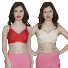 T.T. Women Cotton With Spandex Elastic Bra Pack Of 2 Red-Skin