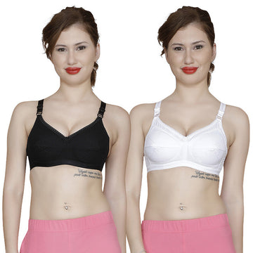 T.T. Women Premium C Cup Bra Pack Of 2 Black-White