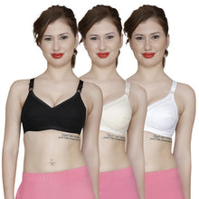 T.T. Women Premium C Cup Bra Pack Of 3 Black-Skin-White