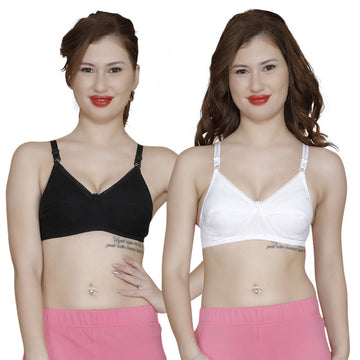 T.T. Women Premium B Cup Bra Pack Of 2 Black-White