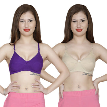 T.T. Women Pc Spandex Bra Pack Of 2 Purple-Skin