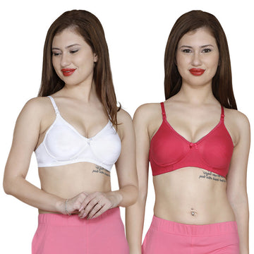 T.T. Women Paded Moulded Cup Bra Pack Of 2 Fuschia-White