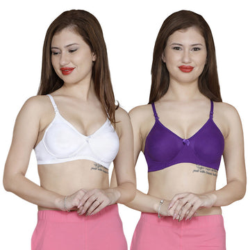 T.T. Women Paded Moulded Cup Bra Pack Of 2 Purple-White