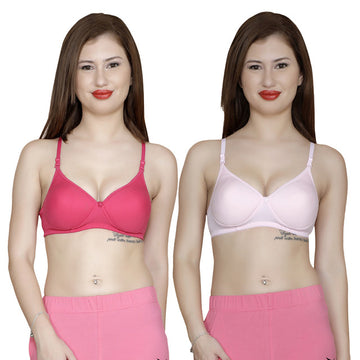 T.T. Women Molded Cup Bra Pack Of 2 Pink-Fuschia